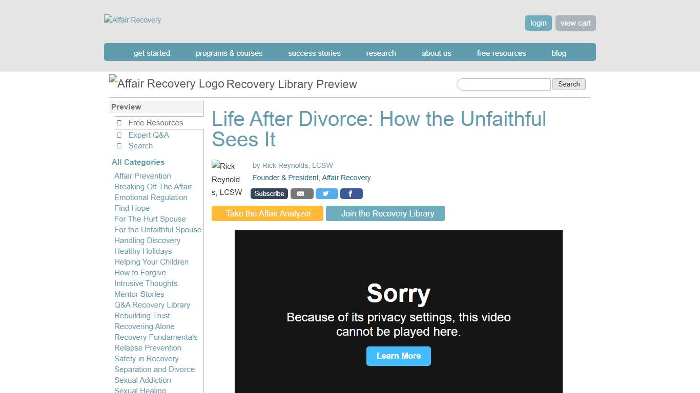Life After Divorce: How the Unfaithful Sees It Affair Recovery